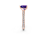 Rose gold Heart Cut Tanzanite Pavé Solitaire Ring with Round Band and Prong Setting_26