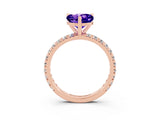 Rose gold Heart Cut Tanzanite Pavé Solitaire Ring with Round Band and Prong Setting_27