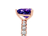 Rose gold Heart Cut Tanzanite Pavé Solitaire Ring with Round Band and Prong Setting_29