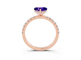 Rose gold Heart Cut Tanzanite Pave Band Solitaire Ring with Four-Prong Setting_27