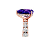 Rose gold Heart Cut Tanzanite Pave Band Solitaire Ring with Four-Prong Setting_29