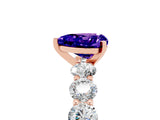 Rose gold Heart Cut Tanzanite Prong Setting with Side Stones on a Pave Band_5