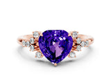 Rose gold Heart Cut Tanzanite Ring with Side Stones and Four-Prong Setting_36