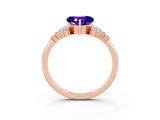 Rose gold Heart Cut Tanzanite Ring with Side Stones and Four-Prong Setting_39