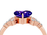 Rose gold Heart Cut Tanzanite Ring with Side Stones and Four-Prong Setting_40