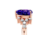Rose gold Heart Cut Tanzanite Ring with Side Stones and Four-Prong Setting_41