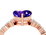 Rose gold Heart Cut Tanzanite Scattered Round Accent Ring with Prong Setting_28