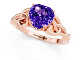 Rose gold Heart Cut Tanzanite Solitaire Celtic Knot Ring with Four-Prong Setting_13