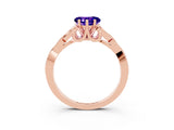 Rose gold Heart Cut Tanzanite Solitaire Celtic Knot Ring with Four-Prong Setting_15
