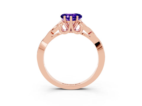 Rose gold Heart Cut Tanzanite Solitaire Celtic Knot Ring with Four-Prong Setting_15