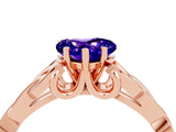 Rose gold Heart Cut Tanzanite Solitaire Celtic Knot Ring with Four-Prong Setting_16