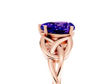 Rose gold Heart Cut Tanzanite Solitaire Celtic Knot Ring with Four-Prong Setting_17