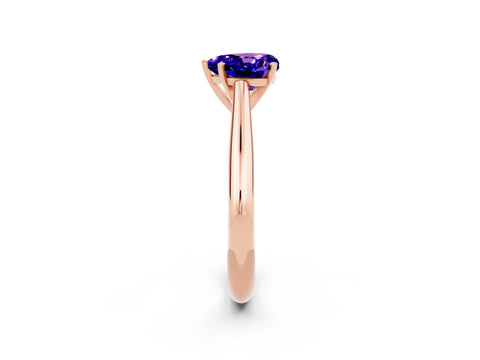 Rose gold Heart Cut Tanzanite Solitaire Engagement Ring with Cathedral Setting and Four-Prong Mount_14