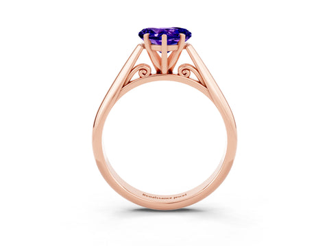 Rose gold Heart Cut Tanzanite Solitaire Engagement Ring with Cathedral Setting and Four-Prong Mount_15