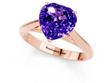 Rose gold Heart Cut Tanzanite Solitaire Engagement Ring with Cathedral Setting and Four-Prong Mount_31