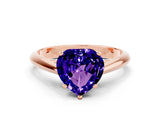 Rose gold Heart Cut Tanzanite Solitaire Engagement Ring with Cathedral Setting and Four-Prong Mount_66