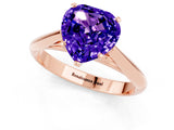 Rose gold Heart Cut Tanzanite Solitaire Engagement Ring with Cathedral Setting and Four-Prong Mount_67