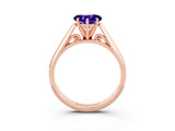 Rose gold Heart Cut Tanzanite Solitaire Engagement Ring with Cathedral Setting and Four-Prong Mount_69