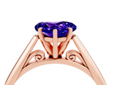 Rose gold Heart Cut Tanzanite Solitaire Engagement Ring with Cathedral Setting and Four-Prong Mount_70
