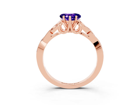 Rose gold Heart Cut Tanzanite Solitaire Engagement Ring with Celtic Knot Band and Four-Prong Setting_3