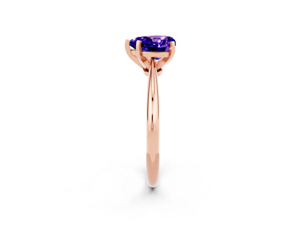 Rose gold Heart Cut Tanzanite Solitaire Engagement Ring with Classic Band and Four-Prong Setting