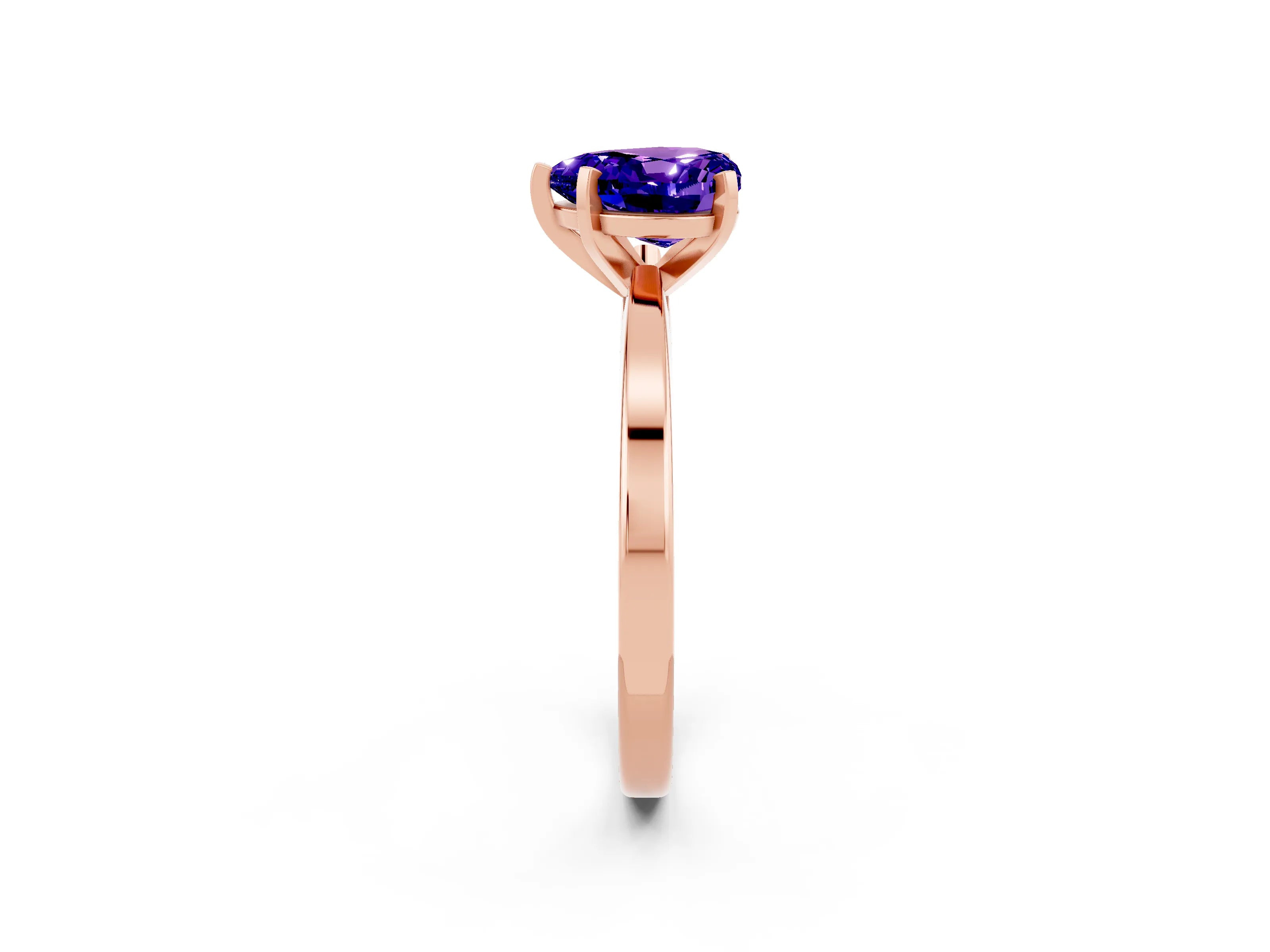 Rose gold Heart Cut Tanzanite Solitaire Engagement Ring with Classic Band and Four-Prong Setting_26