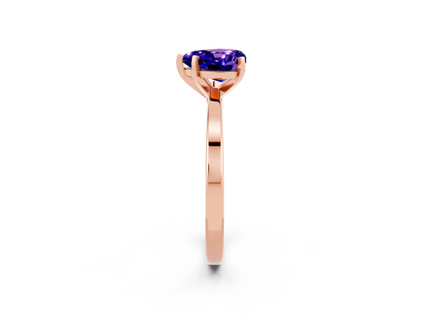 Rose gold Heart Cut Tanzanite Solitaire Engagement Ring with Classic Band and Four-Prong Setting
