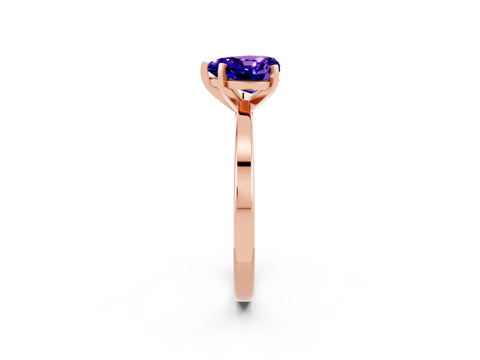 Rose gold Heart Cut Tanzanite Solitaire Engagement Ring with Classic Band and Four-Prong Setting_26