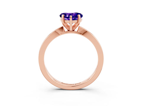 Rose gold Heart Cut Tanzanite Solitaire Engagement Ring with Classic Band and Four-Prong Setting_27