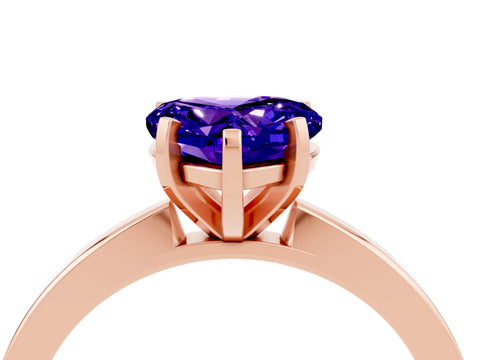 Rose gold Heart Cut Tanzanite Solitaire Engagement Ring with Classic Band and Four-Prong Setting_28