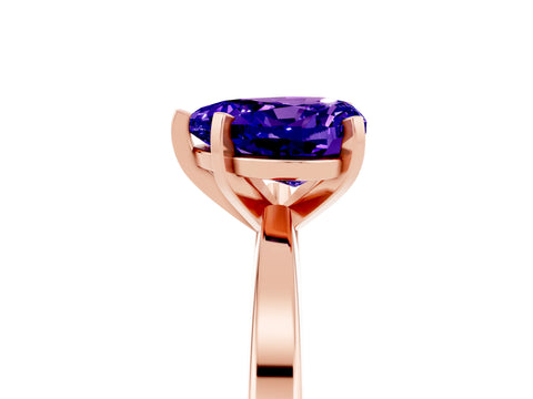 Rose gold Heart Cut Tanzanite Solitaire Engagement Ring with Classic Band and Four-Prong Setting_29