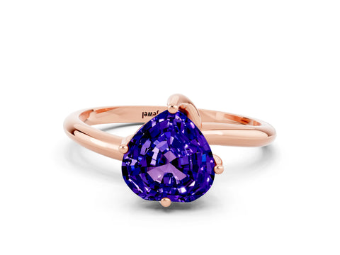 Rose gold Heart Cut Tanzanite Solitaire Engagement Ring with Four-Prong Setting and Classic Band_12