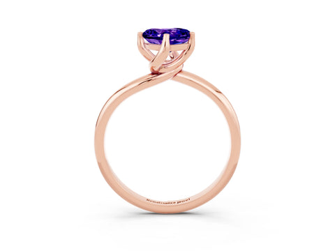 Rose gold Heart Cut Tanzanite Solitaire Engagement Ring with Four-Prong Setting and Classic Band_15