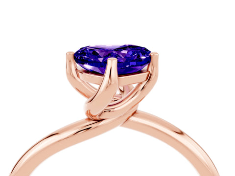 Rose gold Heart Cut Tanzanite Solitaire Engagement Ring with Four-Prong Setting and Classic Band_16