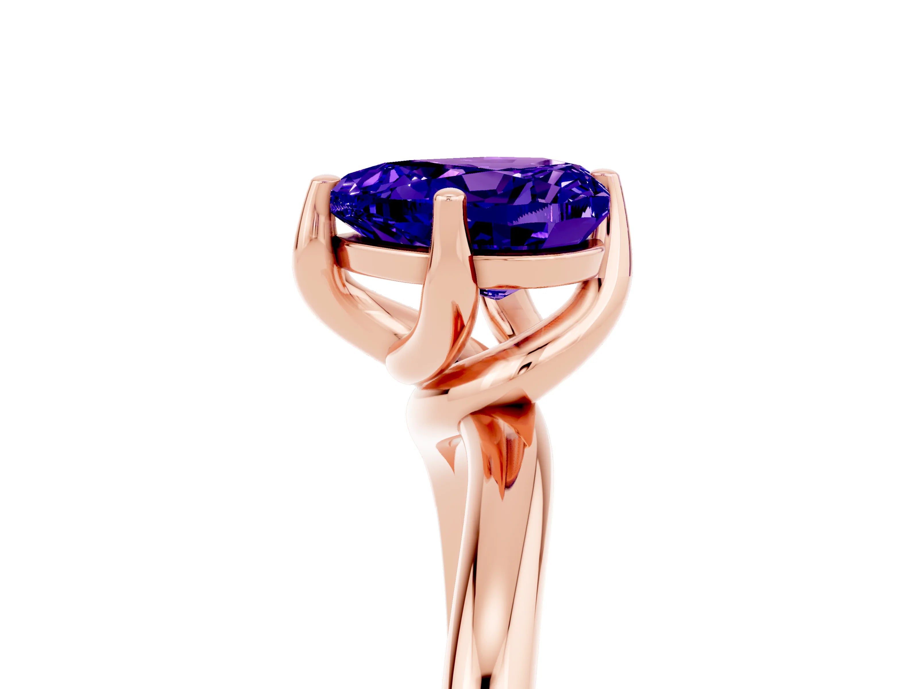 Rose gold Heart Cut Tanzanite Solitaire Engagement Ring with Four-Prong Setting and Classic Band_17