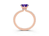 Rose gold Heart Cut Tanzanite Solitaire Engagement Ring with Pavé Band and Four-Prong Setting_3