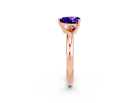 Rose gold Heart Cut Tanzanite Solitaire Engagement Ring with Round Band and Four-Prong Setting_2
