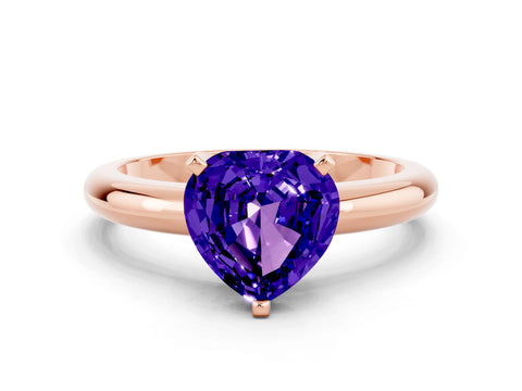 Rose gold Heart Cut Tanzanite Solitaire Engagement Ring with Round Band and Four-Prong Setting