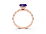Rose gold Heart Cut Tanzanite Solitaire Pavé Band with Four-Prong Setting_3