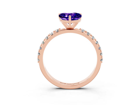 Rose gold Heart Cut Tanzanite Solitaire Pavé Band with Four-Prong Setting_3