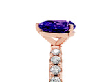Rose gold Heart Cut Tanzanite Solitaire Pavé Band with Four-Prong Setting_5