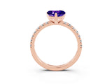 Rose gold Heart Cut Tanzanite Solitaire Pavé Engagement Ring with Round Band and Prong Setting_15