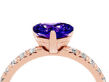 Rose gold Heart Cut Tanzanite Solitaire Pavé Engagement Ring with Round Band and Prong Setting_16