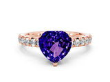 Rose gold Heart Cut Tanzanite Solitaire Pavé Engagement Ring with Round Band and Prong Setting_66
