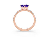 Rose gold Heart Cut Tanzanite Solitaire Pavé Engagement Ring with Round Band and Prong Setting_69