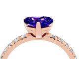 Rose gold Heart Cut Tanzanite Solitaire Pavé Engagement Ring with Round Band and Prong Setting_70