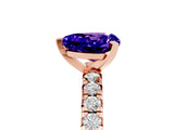 Rose gold Heart Cut Tanzanite Solitaire Pavé Engagement Ring with Round Band and Prong Setting_71