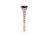 Rose gold Heart Cut Tanzanite Solitaire Ring with Cathedral Setting and Pavé Band_2