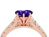 Rose gold Heart Cut Tanzanite Solitaire Ring with Cathedral Setting and Pavé Band_4