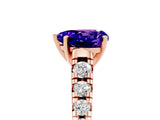 Rose gold Heart Cut Tanzanite Solitaire Ring with Cathedral Setting and Pavé Band_5